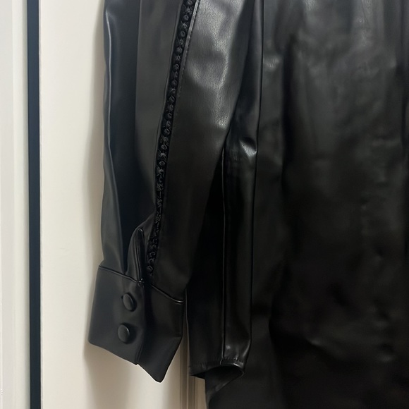 Women Zara Faux Leather Overshirt With Lace Inserts Size XS - Picture 16 of 16